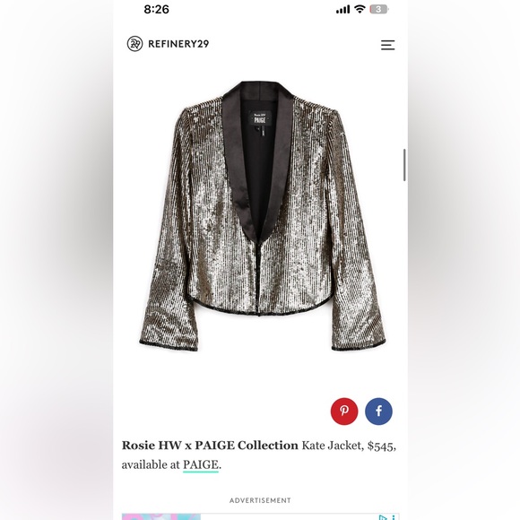 Rosie HW x PAIGE Metallic Sequin Blazer Size M
Worn Once . Super Rare . - Picture 4 of 14